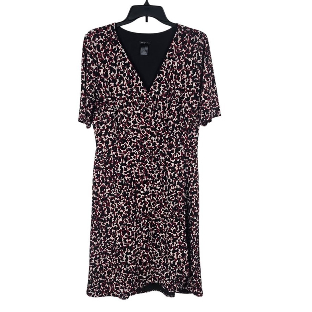 Ann Taylor Sheath Dress Womens Leopard Animal  Print V-Neck Short Sleeve M